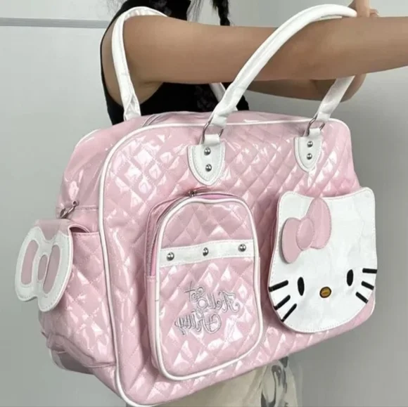 Hello Kitty Sanrio Travel Bag Hand Carry Luggage Cute Gym Bag Kawaii Y2K Pink - Picture 9 of 14
